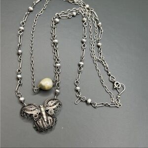 Dainty 925 Estate Art Nouveau France BUTTERFLY Double Necklace pearls Filigree